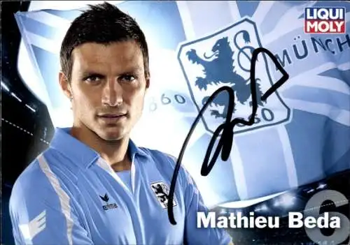 Autogrammkarte Fußballer Mathieu Beda, TSV 1860 München, Autogramm