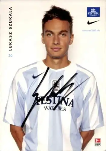 Autogrammkarte Fußballer Lukasz Szukala, TSV 1860 München, Autogramm