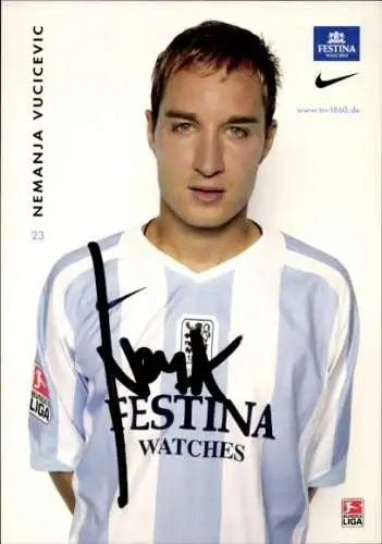 Autogrammkarte Fußballer Nemanja Vucicevic, TSV 1860 München, Autogramm