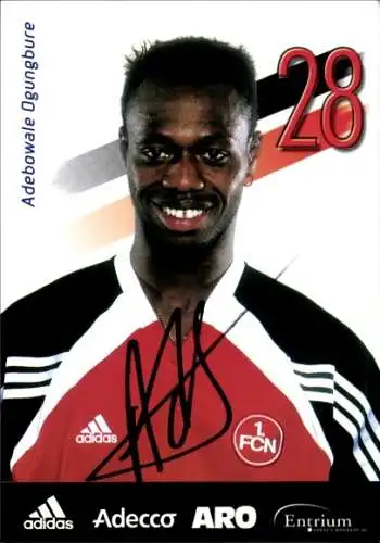 Autogrammkarte Fußballer Adebowale Ogungbure, 1. FC Nürnberg, Autogramm
