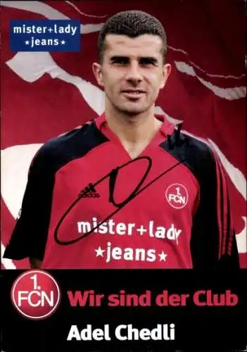 Autogrammkarte Fußballer Adel Chedli, 1. FC Nürnberg, Autogramm