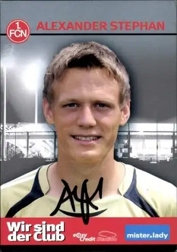 Autogrammkarte Fußballer Alexander Stephan, 1. FC Nürnberg, Autogramm