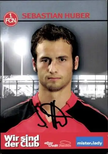 Autogrammkarte Fußballer Sebastian Huber, 1. FC Nürnberg, Autogramm