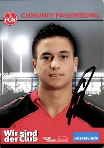 Autogrammkarte Fußballer Chhunly Pagenburg, 1. FC Nürnberg, Autogramm