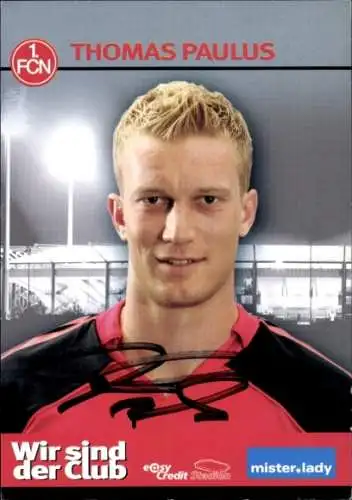 Autogrammkarte Fußballer Thomas Paulus, 1. FC Nürnberg, Autogramm