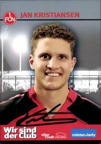 Autogrammkarte Fußballer Jan Kristiansen, 1. FC Nürnberg, Autogramm