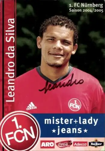 Autogrammkarte Fußballer Leandro da Silva, 1. FC Nürnberg, Autogramm