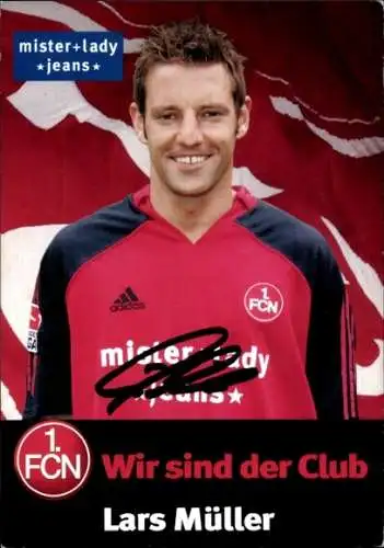 Autogrammkarte Fußballer Lars Müller, 1. FC Nürnberg, Autogramm
