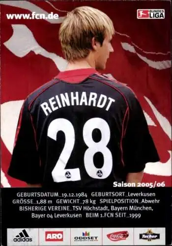 Autogrammkarte Fußballer Dominik Reinhardt, 1. FC Nürnberg, Autogramm