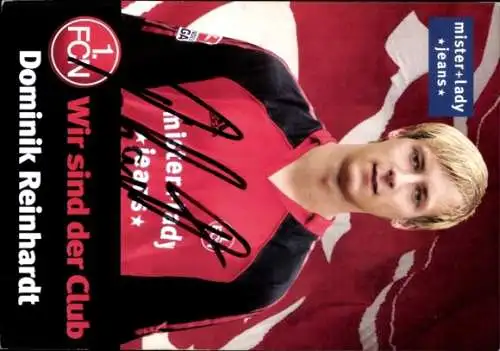 Autogrammkarte Fußballer Dominik Reinhardt, 1. FC Nürnberg, Autogramm
