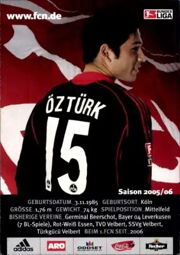 Autogrammkarte Fußballer Sezer Öztürk, 1. FC Nürnberg, Autogramm