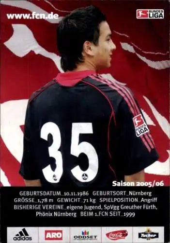 Autogrammkarte Fußballer Chhunly Pagenburg, 1. FC Nürnberg, Autogramm