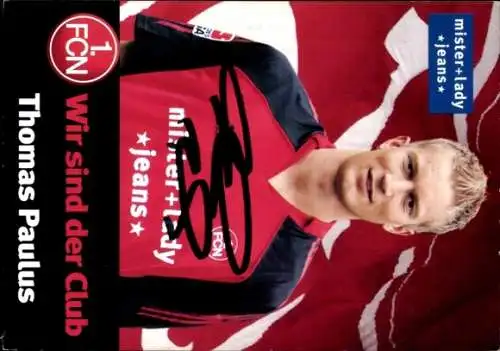 Autogrammkarte Fußballer Thomas Paulus, 1. FC Nürnberg, Autogramm