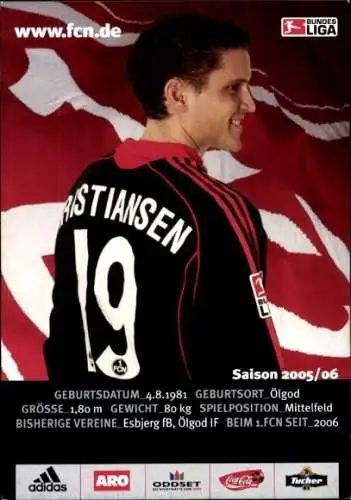 Autogrammkarte Fußballer Jan Kristiansen, 1. FC Nürnberg, Autogramm