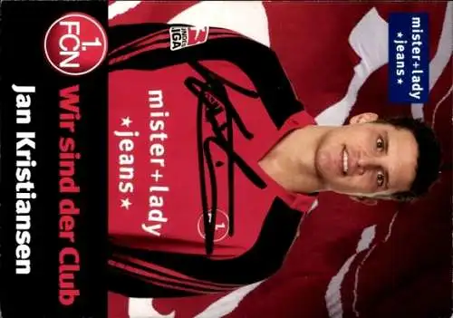 Autogrammkarte Fußballer Jan Kristiansen, 1. FC Nürnberg, Autogramm