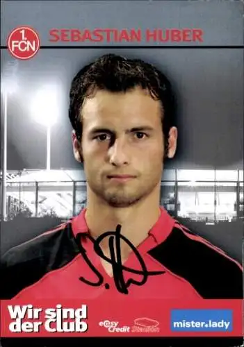 Autogrammkarte Fußballer Sebastian Huber, 1. FC Nürnberg, Autogramm