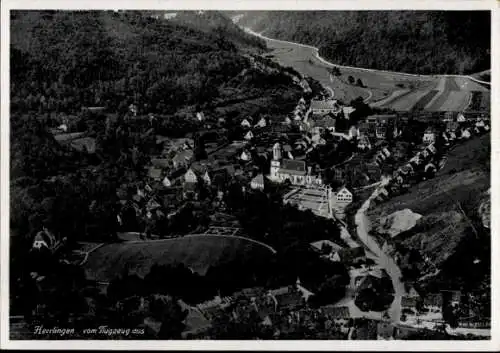 Ak Herrlingen Blaustein in Württemberg, Luftaufnahme von  Häuser, Landschaft, Hügellandschaft