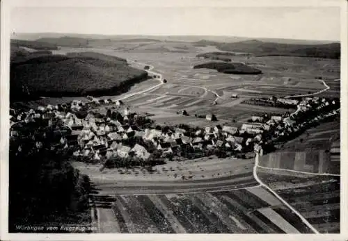 Ak Würtingen St. Johann Schwäbische Alb Württemberg, Luftaufnahme von  Landschaft mit Feldern, Do