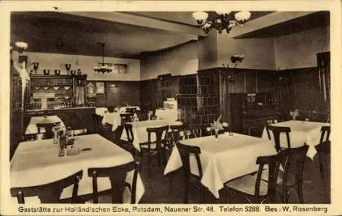 Ak Potsdam, Gaststätte zur Holländischen Ecke, Nauener Straße 48, Innenansicht