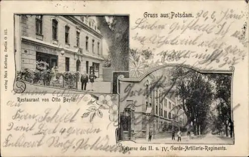 Ak Potsdam, Restaurant von Otto Beyler, Kaserne des II. u. IV. Garde-Artillerie-Regiments