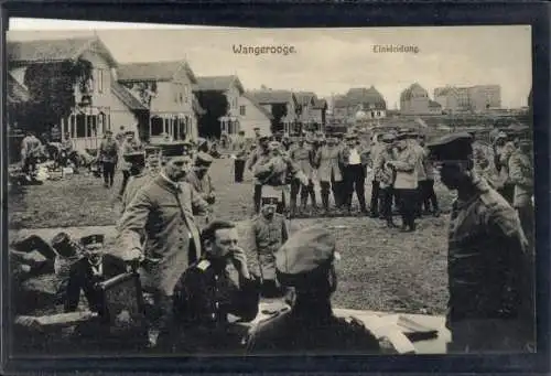 Ak Wangerooge, Einkleidung von Landwehrmännern, Kgl. Preuß. Inselwache, Fotograf Hermann Schröder