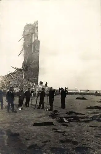 Foto Ak Wangerooge, Nach der 1. Sprengung des Westturms 1914