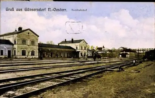 Ak Gänserndorf in Niederösterreich, Nordbahnhof