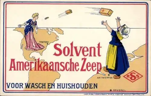 Ak Reklame, Solvent Amerikaansche Zeep, Voor Wasch en Huishouden