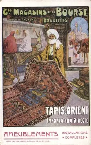 Ak Bruxelles Brüssel, Grandes Magasins de la Bourse, Tapis d'Orient, Reklame