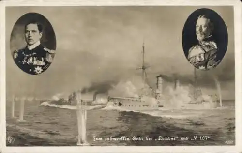 Ak Zum ruhmvollen Ende der Ariadne und V 187, Adalbert Prinz von Preußen, Prinz Heinrich