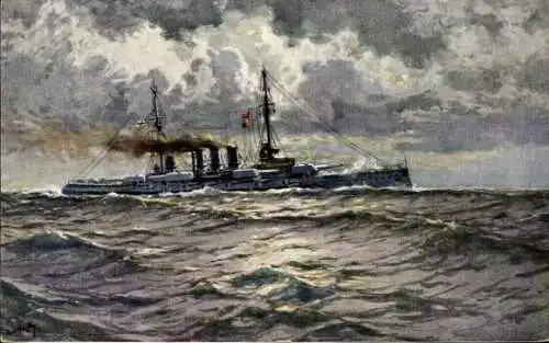 Künstler Ak Bohrdt, Hans, Deutsches Kriegsschiff, SMS Oldenburg, Linienschiff, Kaiserliche Marine
