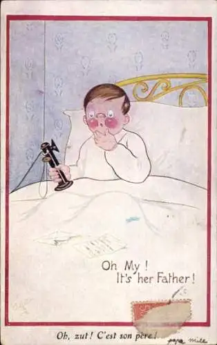 Künstler Ak Oh My! It's her Father, Humor