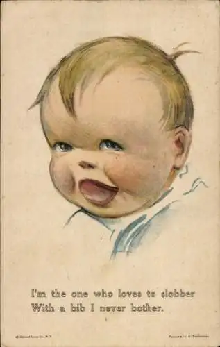 Ak Baby mit offenem Mund und Lätzchen, Porträt