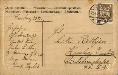 Präge Handgemalt Ak Birken, See, Segelboote