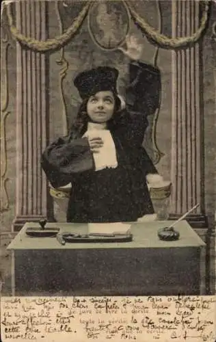 Ak Junge als Anwalt, Gerichtsverhandlung, Eid