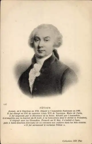 Ak Jérôme Pétion de Villeneuve, Politiker, Französische Revolution