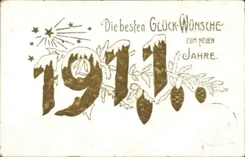 Präge Ak Fröhliches Neujahr, Jahreszahl 1911