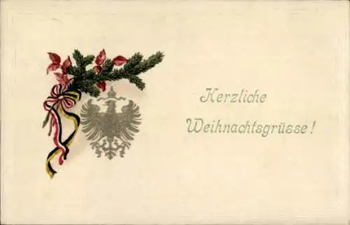 Ak Frohe Weihnachten, Wappen, Tannenzweig, Flaggenbänder, 1. WK