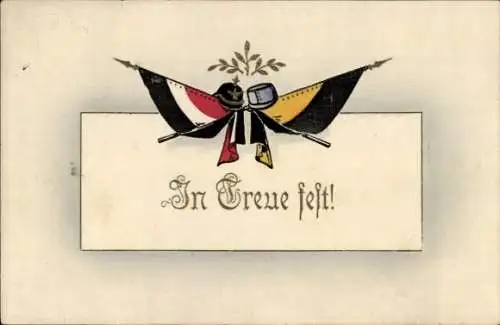 Ak In Treue Fest, Flaggen, Zweibund, Deutsches Reich, Österreich