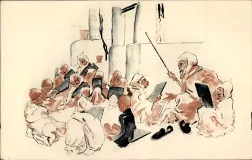 Künstler Ak Algerien, Arabische Schule