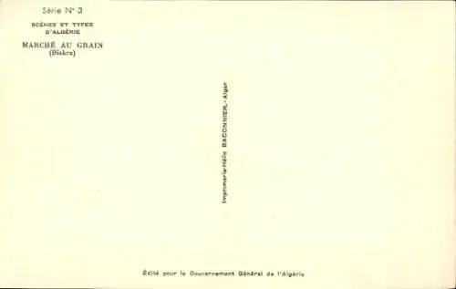 Handgemalt Künstler Ak Biskra Algerien, Getreidemarkt
