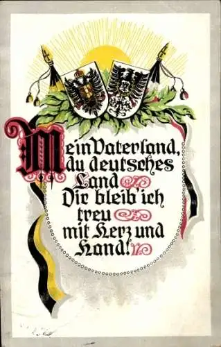 Ak Mein Vaterland, du deutsches Land, Wappen, Flaggen