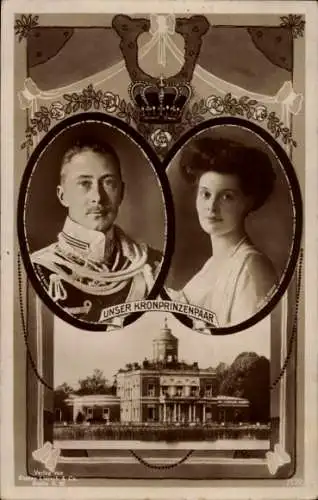 Passepartout Ak Unser Kronprinzenpaar, Portrait, Schloss