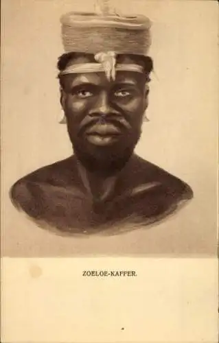 Künstler Ak Zoeloe Kaffer, Männerportrait