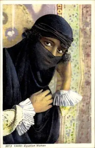 Ak Cairo Kairo Ägypten, ägyptische verschleierte Frau