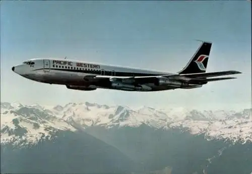 Ak Boeing 707, Pacific Western , im Flug