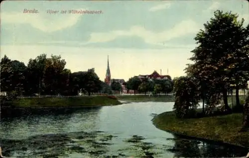 Ak Breda Nordbrabant Niederlande, Breda. Vijver int Wilhelminapark.