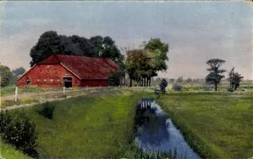 Ak Ortspartie, Bauernhof