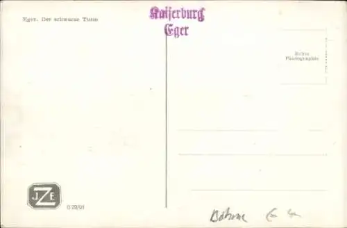 Ak Cheb Eger Reg. Karlsbad, Der schwarze Turm, Übergang