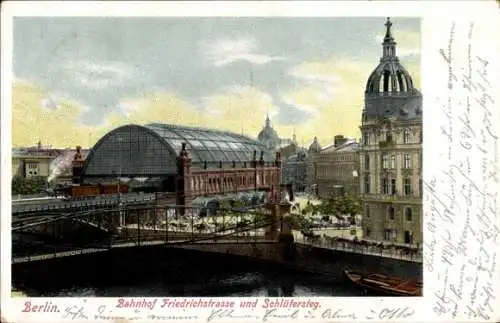 Ak Berlin Mitte, Alexanderplatz, Bahnhof Friedrichstraße, Schlütersteg